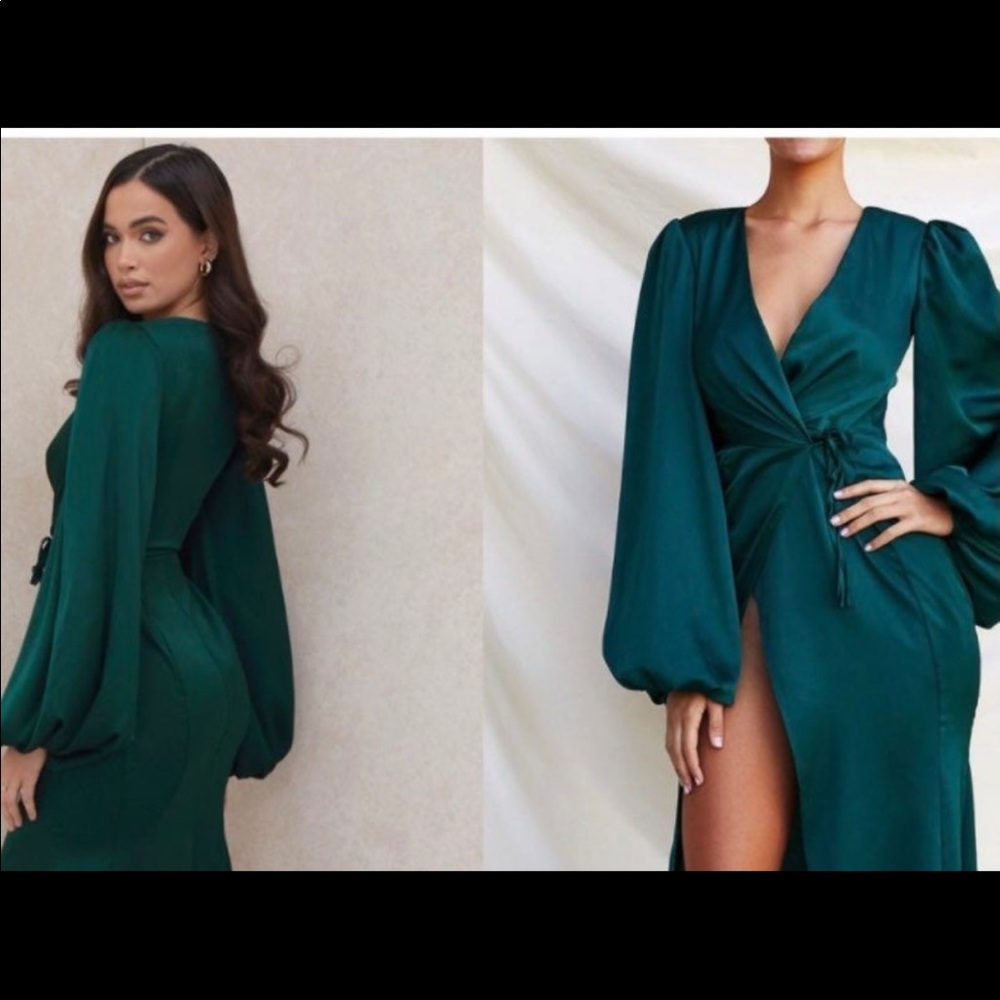 House of CB Emerald Green wrap dress